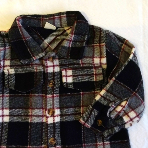 shein soft feel black plaid shacket 9-12 months baby boy - Picture 4 of 6